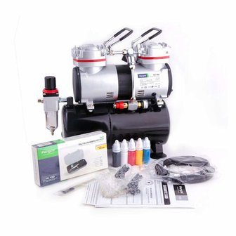 Airbrush Set Fengda AS-196K met compressor AS-196, Airbrush BD-130 en accessoires 