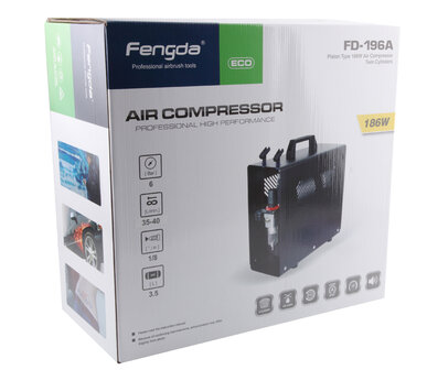 Fengda AS-196A Airbrush Kompressor mit dem Druckbeh&auml;lter und Metallgeh&auml;use