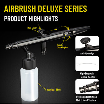 Airgoo Hoogwaardig &amp; Luxe Double-Action &amp; Suction-Type Airbrush AG-102 voor Airbrush Master