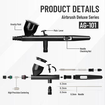 Airgoo High End &amp; Deluxe dubbelwerkende airbrush AG-101 voor Airbrush Master