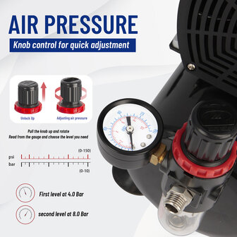 Fengda High-End Airbrush minicompressor met luchttank AS-600