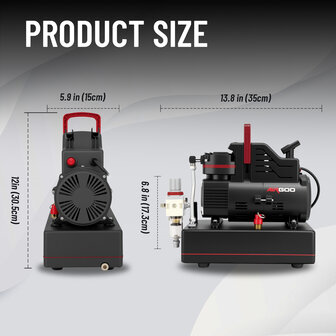Airgoo Premie Aibrush-compressor met supermacht dubbele koelventilatoren AG-436 &amp; Corrosiebestendige aluminium luchttank (2,5 l)