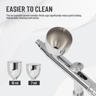 Airgoo Premium dubbelwerkende airbrush AG-216 met nieuw ontworpen zelfcentrerende sproeiers.