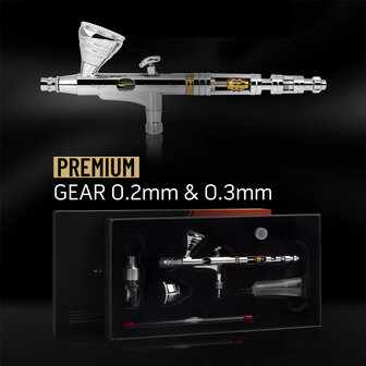 Airgoo Premium dubbelwerkende airbrushAG-A1(Gear)met nieuw zelfcentrerend mondstuk voor modelbouw, voedseldecoratie, hobby, auto-onderhoud en hoogwaardig airbrushen.