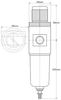 Regulierungsventil Fengda AFR2000B f&uuml;r Kompressor, max. 7 bar