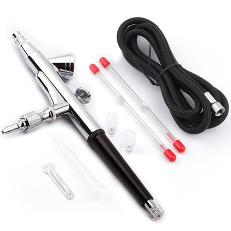 Airbrush pistool Fengda BD-135K met 0,2 - 0,3 en 0,5mm naald/nozzle en slang