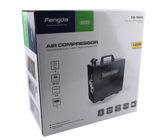 Fengda AS-186AAirbrush mini compressor with air tank and metal case