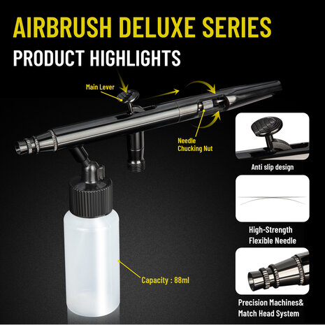 Airgoo Hoogwaardig & Luxe Double-Action & Suction-Type Airbrush AG-102 voor Airbrush Master