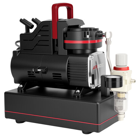 Airgoo Premie Aibrush-compressor met supermacht dubbele koelventilatoren AG-436 & Corrosiebestendige aluminium luchttank (2,5 l)