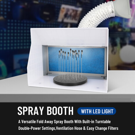 Fengda Kompaktere und tragbarere Airbrush-Spritzkabine von mit Saugkanal FD-513 mit Krokodilklemmen und LED-Licht