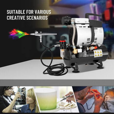 Fengda High-End Airbrush minicompressor met luchttank AS-600