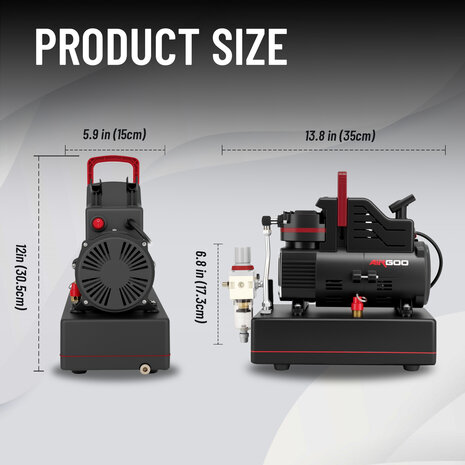 Airgoo Premie Aibrush-compressor met supermacht dubbele koelventilatoren AG-436 & Corrosiebestendige aluminium luchttank (2,5 l)