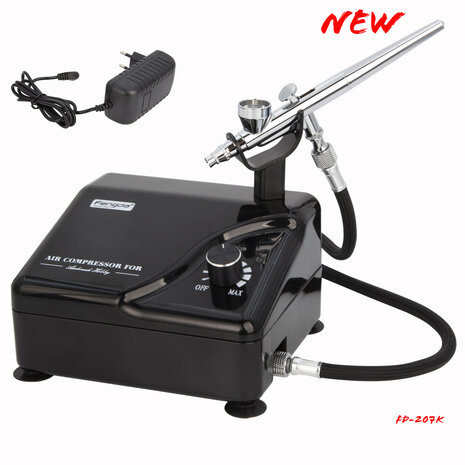 Fengda Profesional Airbrush Kit met slimme compressor AS-207K voor tattoo, model, taartdecoratie, automotive grafisch enzovoort
