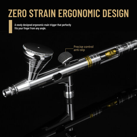 Airgoo Premium dubbelwerkende airbrushAG-A1(Gear)met nieuw zelfcentrerend mondstuk voor modelbouw, voedseldecoratie, hobby, auto-onderhoud en hoogwaardig airbrushen.