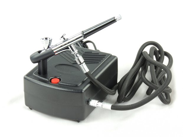 Nail-art airbrushes Fengda BD-831 met compressor en BD-135 0,2mm airbrush pistool