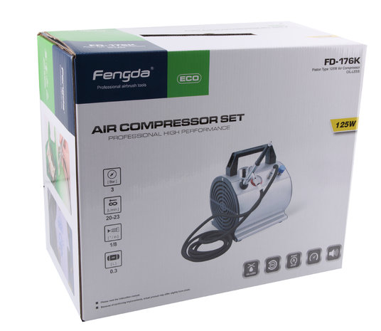Airbrush Set Fengda AS-176K with compressor AS-176, Airbrush BD-130 and accessories 