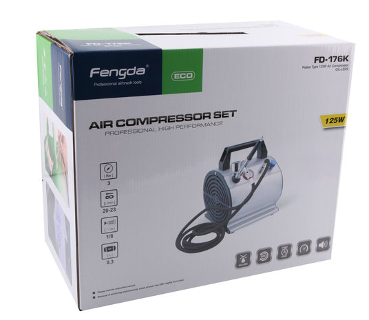 Airbrush Set Fengda AS-176K mit Kompressor AS-176, Airbrush BD-130 und Zubehör 