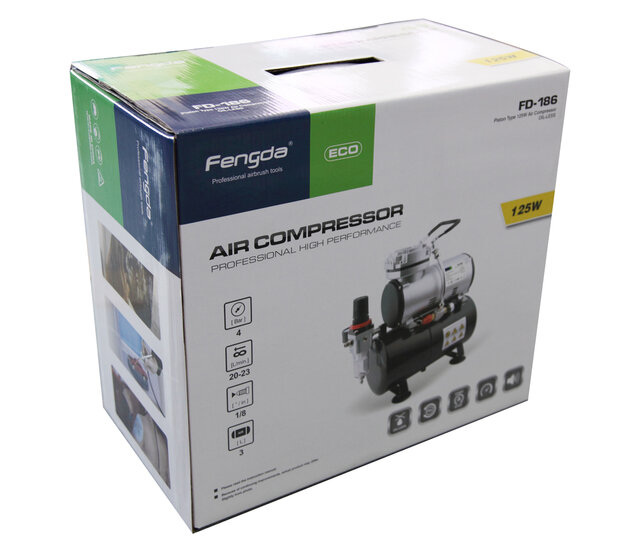 Airbrush Mini Kompressor mit Druckbehälter Fengda® AS-176 - Airbrush Fengda®